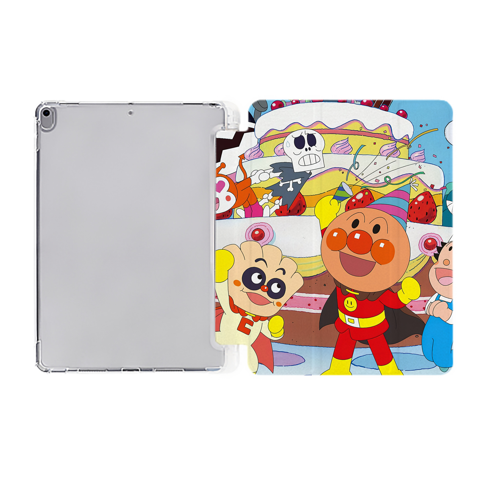 （画像用） アンパンマン Anpanman IPad ケース ペン収納付き 三つ折りスタンド PUレザー×シリコン 対応機種9.5/10.5/10.9インチ